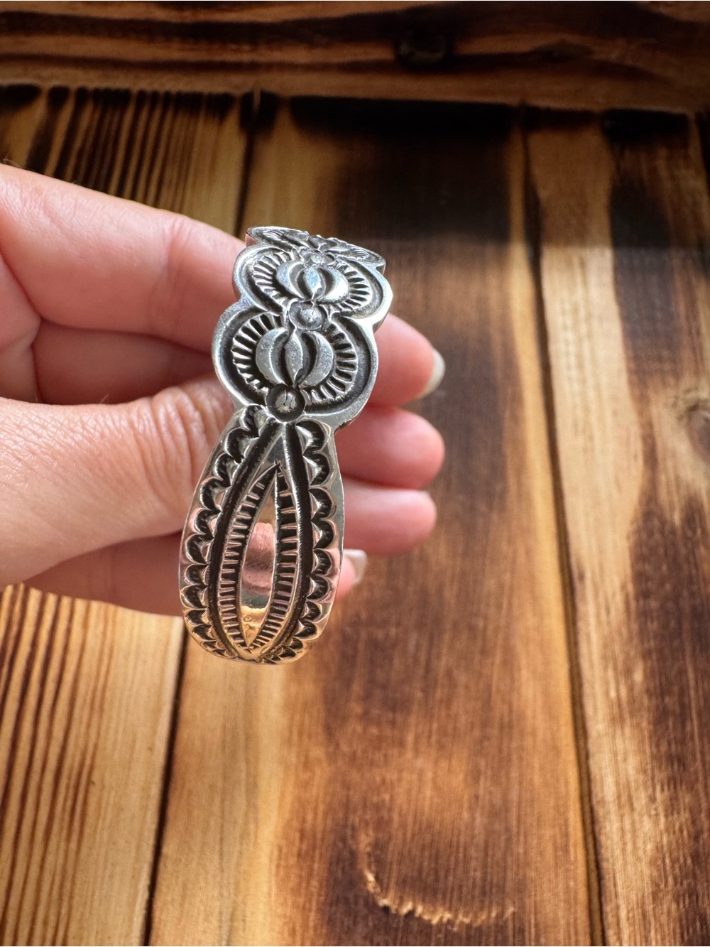Vtg Arnold Blackgoat Sterling Stamped Cuff - Picture 4 of 7